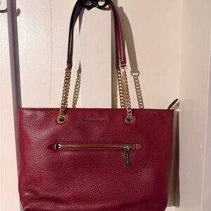 Michael Kors Deep Red Tote with Gold Accents